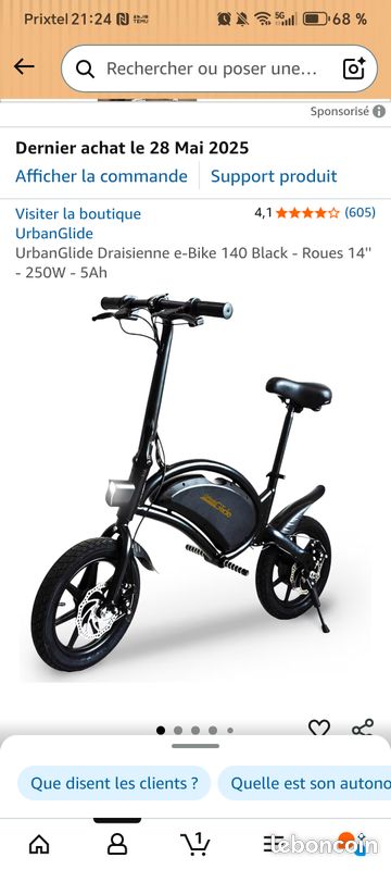 Trottinette électrique MOSE M1 – Noir, Pliante, Fatbike, 350W, 40-50km Autonomie