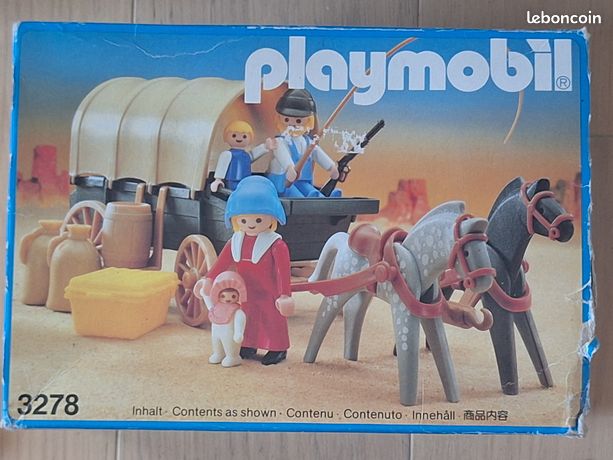 HV LOT PLAYMOBIL Vintage 2 Chariot Soldat Nordiste Western Canon Indien