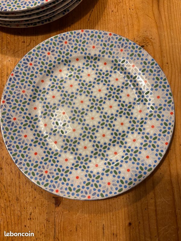 6 petites assiettes plates en porcelaine de Fès Game Fès Médina (image 2)