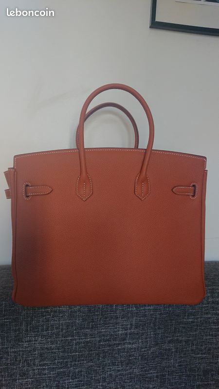 Sac à main cuir véritable marron beige 35 cm (image 7)