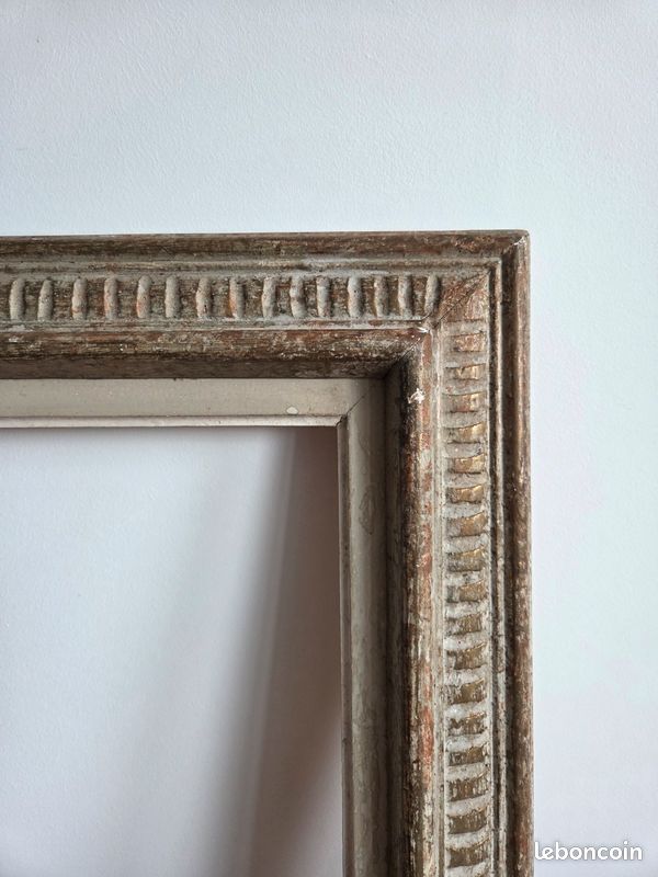 Grand cadre 12P ancien montparnasse en bois céruse doré tableau miroir encadrement (image 3)