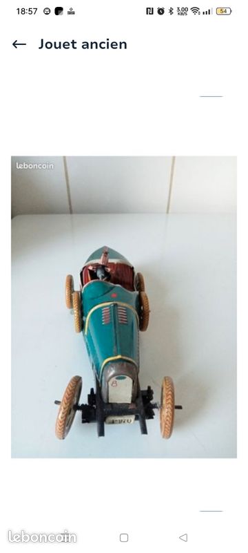 Ancienne Voiture En Tôle SPIRO – Jouet Mécanique Rétro 17cm, Fabrication Française