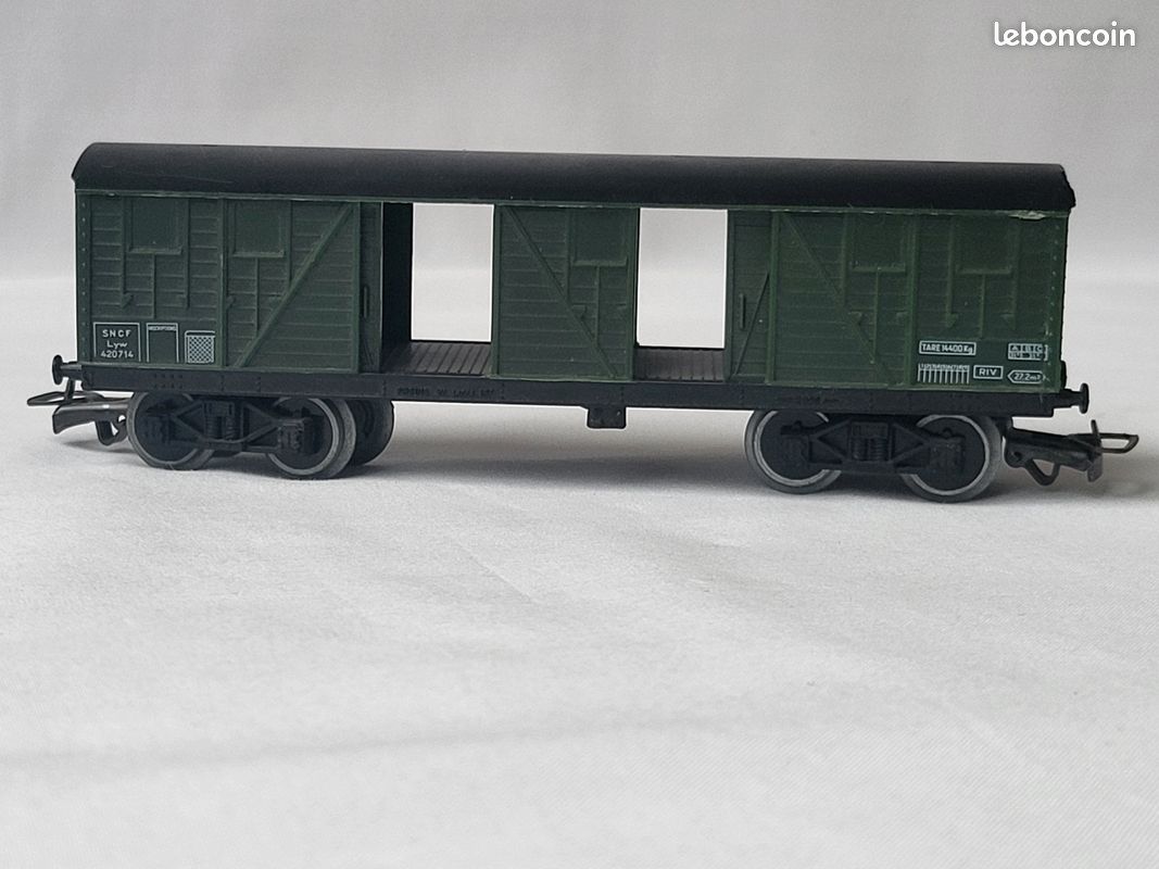 Wagon Remorque Jouef HO Gris Et Jaune - Modélisme Ferroviaire Vintage - Occasion (état à Voir)
