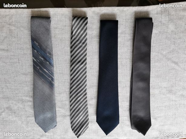 Cravate En Soie Yves Dorsey Grise à Rayures Et Motif Vache - Occasion Très Bon état - Pour Homme