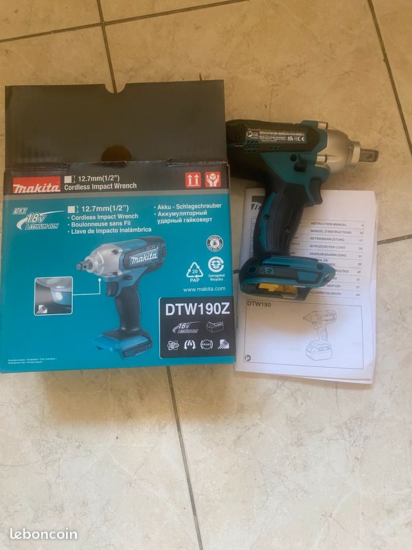 Boulonneuse à chocs MAKITA DTW190Z 18 V Li-ion 190 Nm (machine nue (image 1)