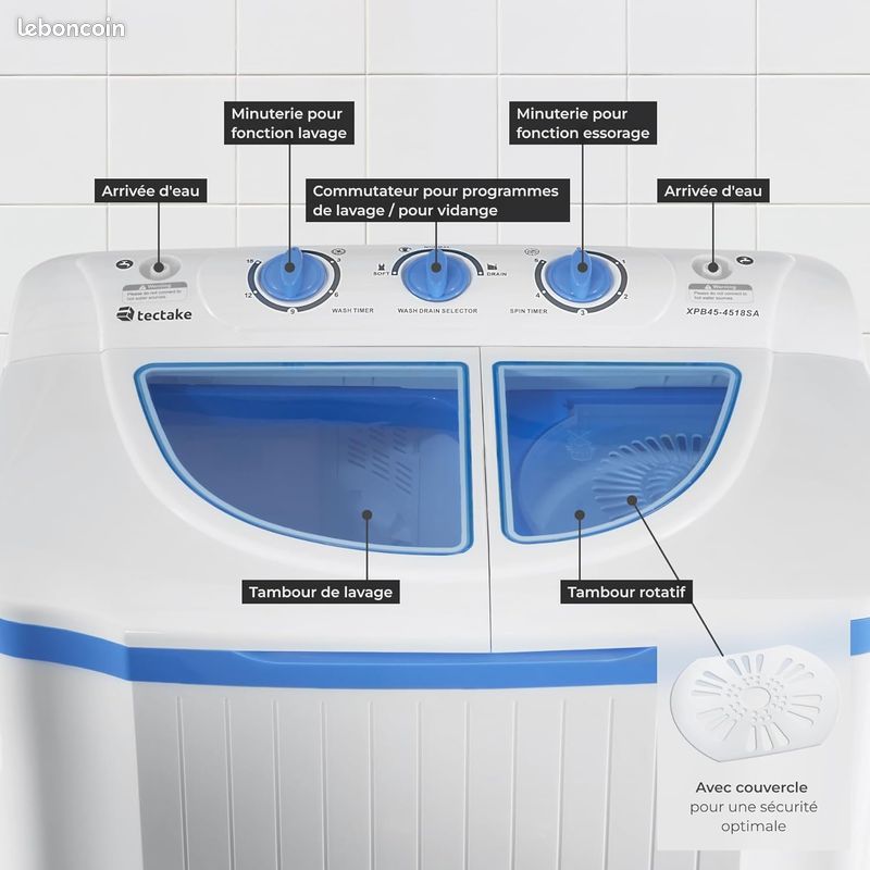 Sèche-linge Pliable Silicone 10L Mini Lave-linge Portable Avec Turbine Rotative 8435666346858