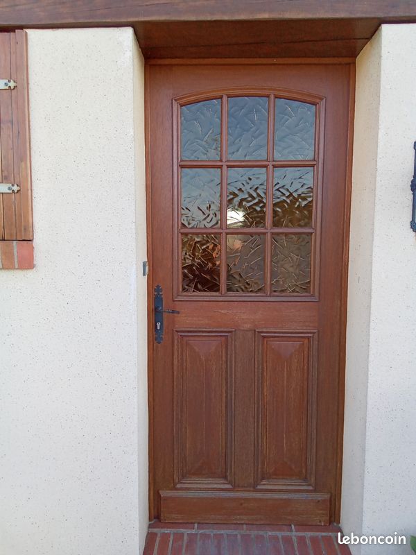 Porte D’entrée Bois SANDRA – 215 X 90 Cm – Droite – Second Choix Gris – GD Menuiseries