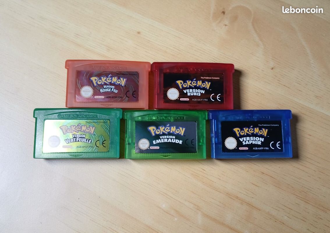 Jeu Pokémon Sur Cartouche Pour Game Boy Advance – Rubis, Saphir, Rouge-feu, Vert-feuille, Émeraude, Très Bon état