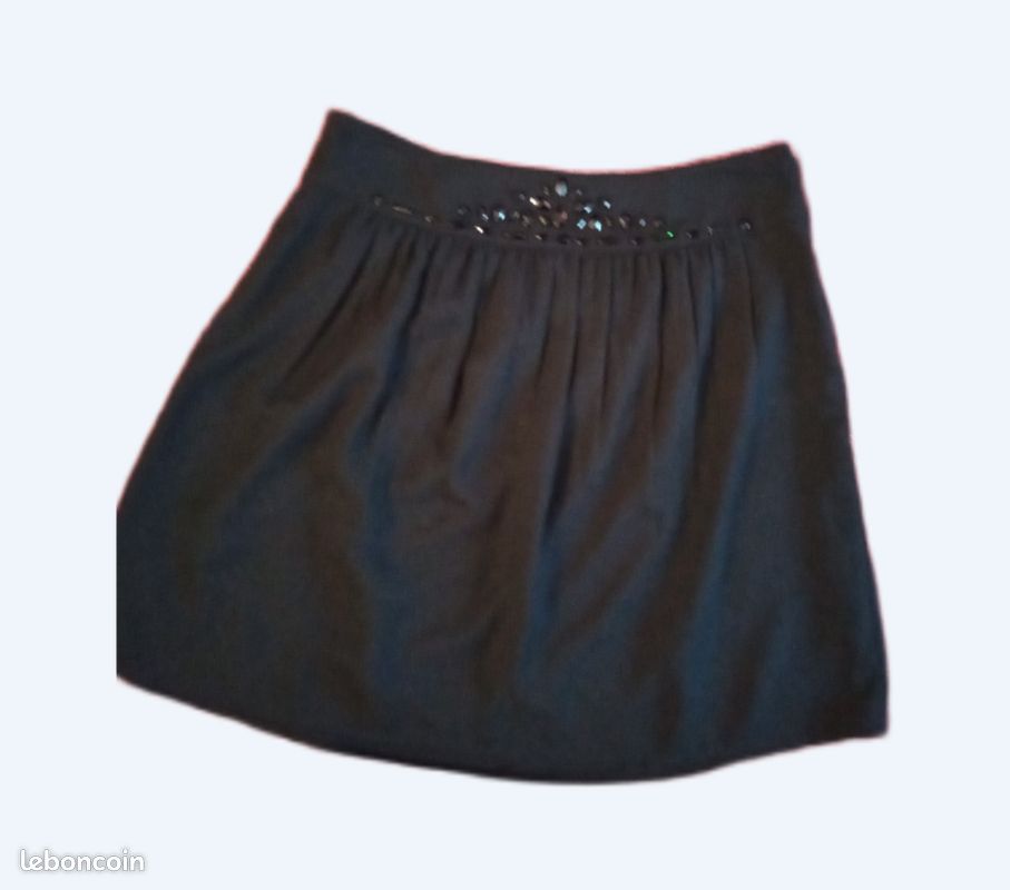 Jupe Courte Camaïeu - Taille 40 - Gris - Acrylique - Occasion Très Bon État