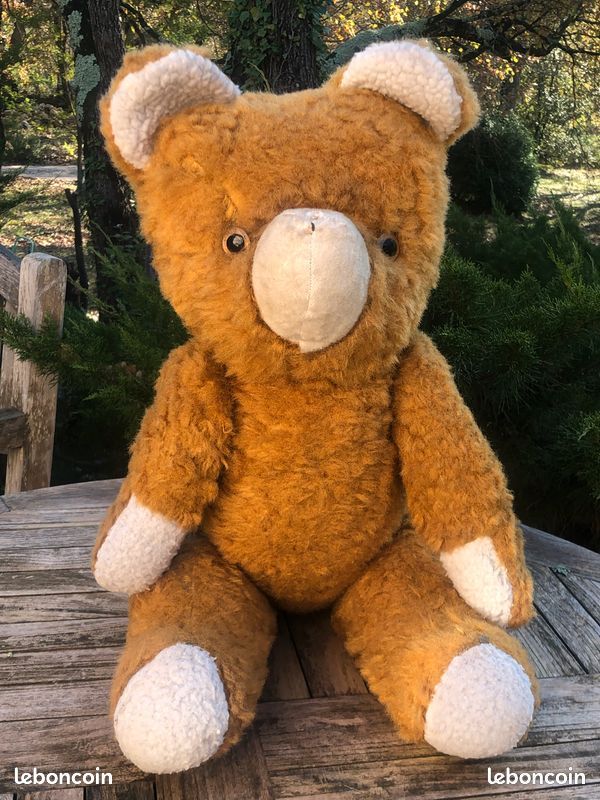 Ancien Petit Ours Peluche En Paille A Restaurer Deco Retro