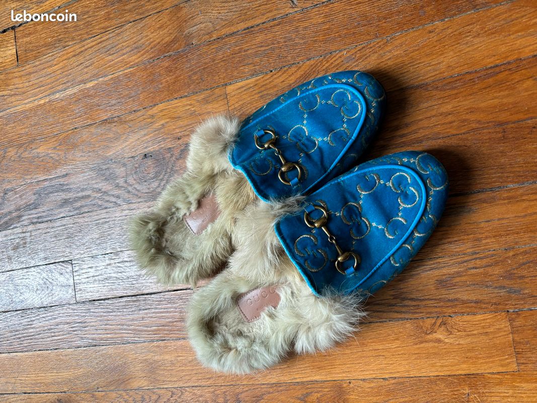 Fur Mules Gucci Imitacion Princetown Velvet Slipper Replica On Sale