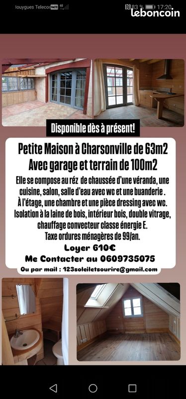 Maison 2 pièces 63 m² · à Charsonville · 63 m² · 610 €/mois