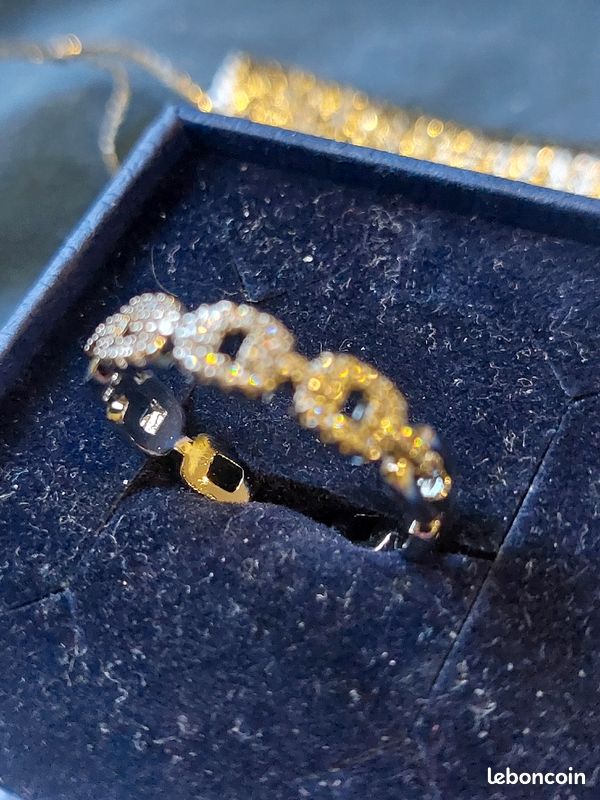 Bague Maillon de chaine et strass argent (image 3)