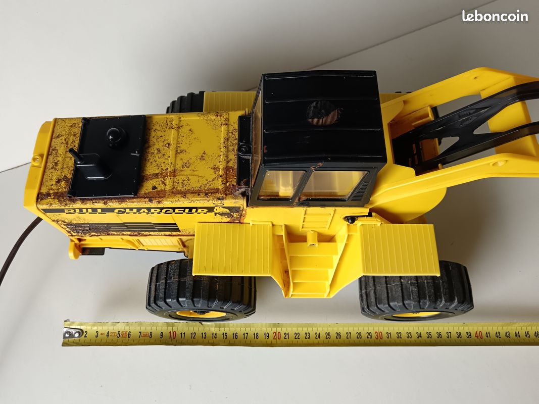 Jouet Ancien JOUSTRA Bulldozer électrique - Tôle, 32 Cm, 1958, Bon état, Fonctionne