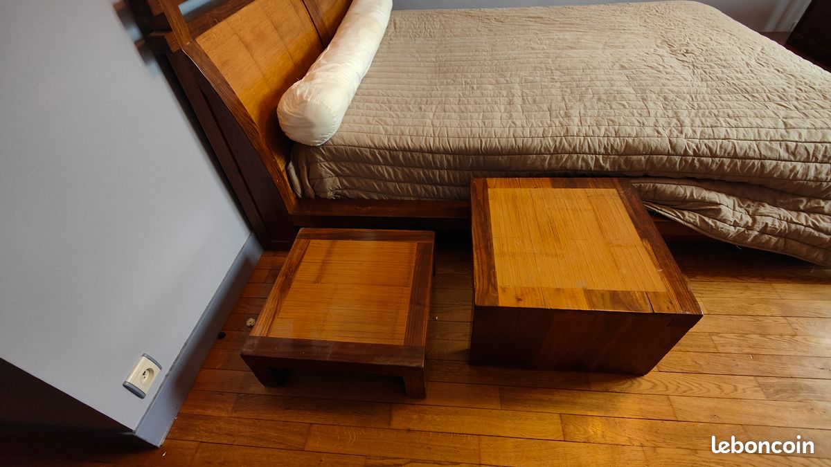 Lit 160x200 palissandre La Maison Coloniale + 2 tables de chevet + 1 table basse (image 5)