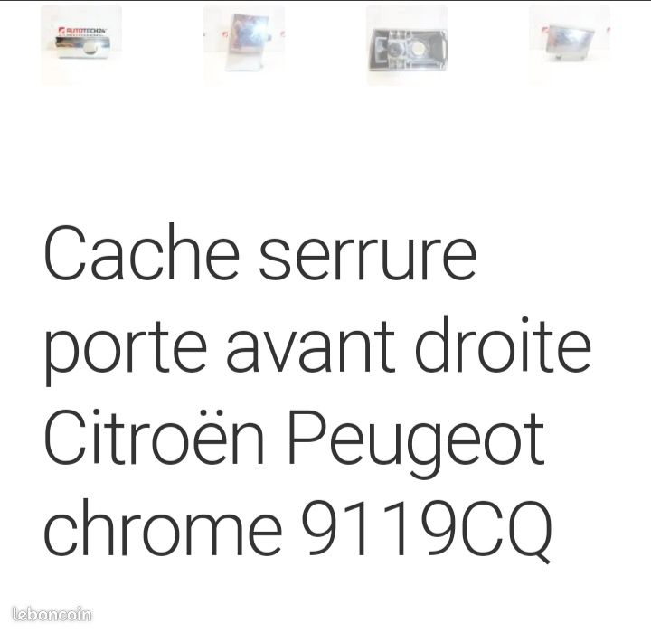 Cache serrure porte avant droite Citroën Peugeot chrome 9119CQ