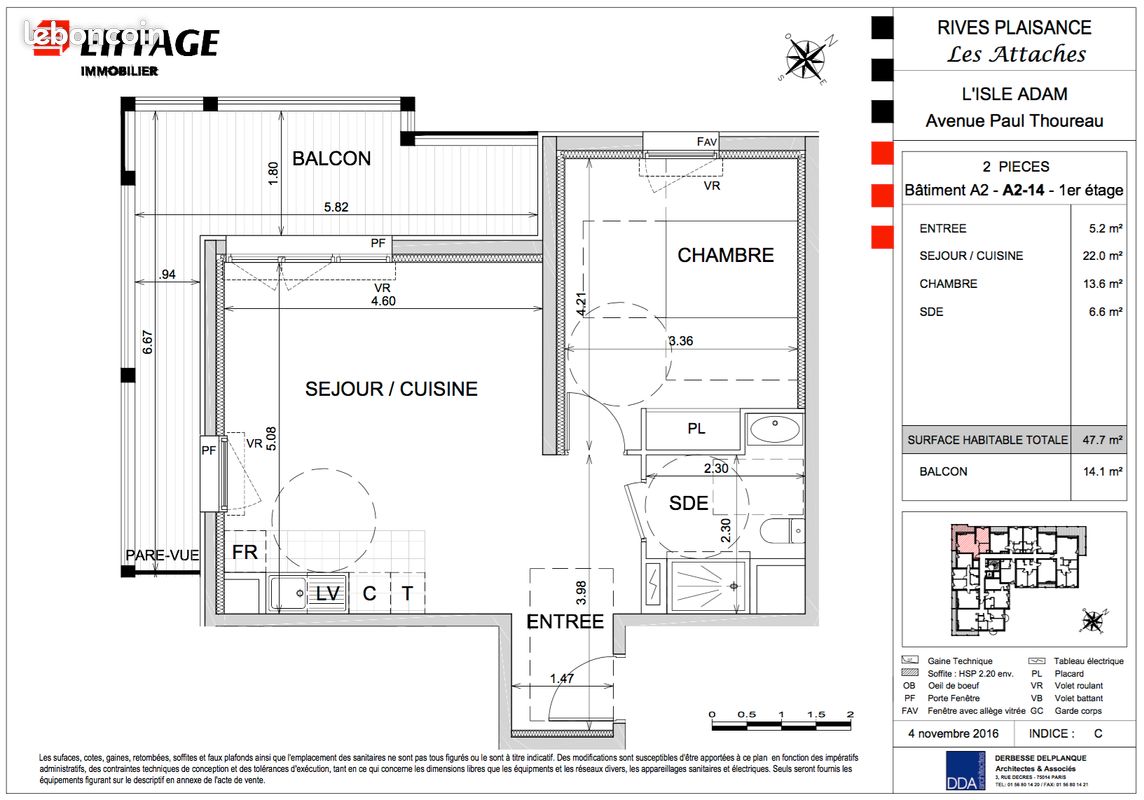 Appartement 2 pièces 47 m² · à L'Isle-Adam · 47 m² · 299 000 €
