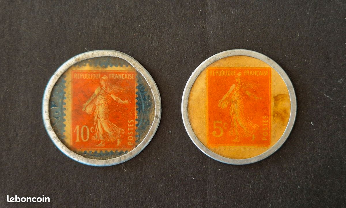 Lot 2 timbres monnaies 5 et 10 cts semeuse (image 1)