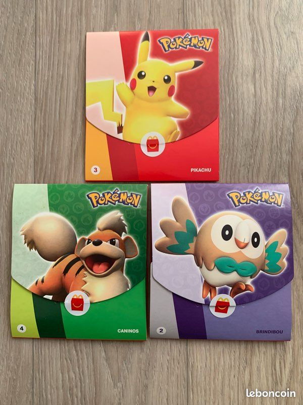 Lot de 3 pochettes Pokmon McDonald's 2023  Pikachu, Caninos & Brindibou  (sans boosters) - Collection