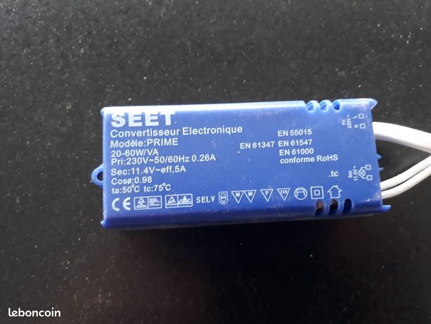 Convertisseur électronique SEET PRIME 230V Vers 11.4V - Puissance 20-60W - Occasion