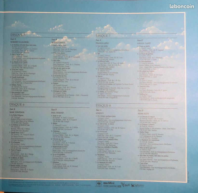 Disques vinyles 33 tours (coffret 8+1) : Ils font chanter la France (image 3)