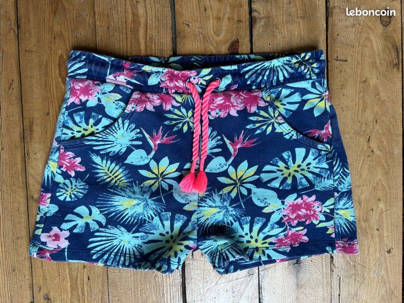 Jupe-Short Lillie Green Taille 2X, Protection UPF 50 - Motif Feuilles Marine/rose/blanc