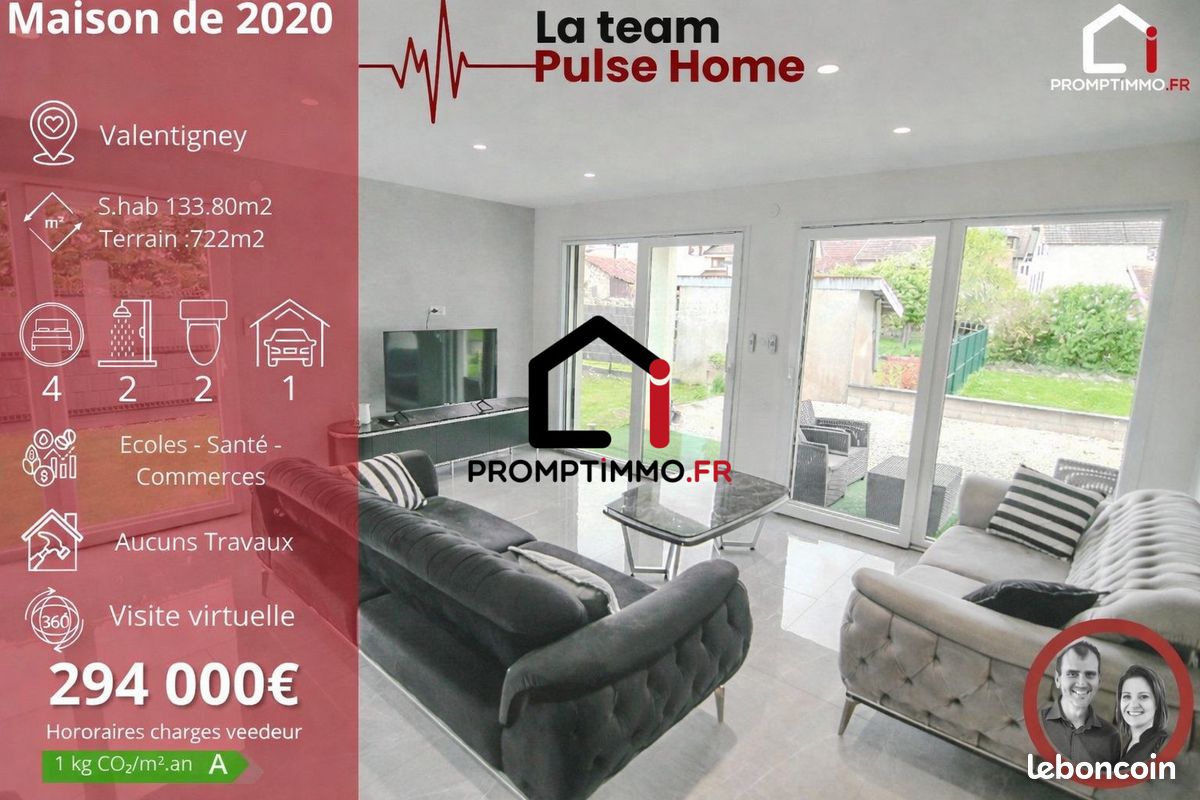 Maison 6 pièces 134 m² · à Valentigney · 134 m² · 294 000 €