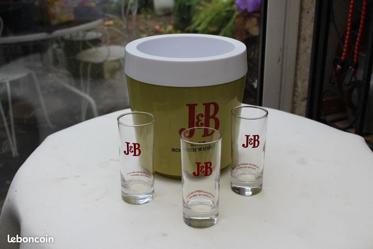Ancien sceau à glace ' Whisky GB ' + 3 verres (image 2)