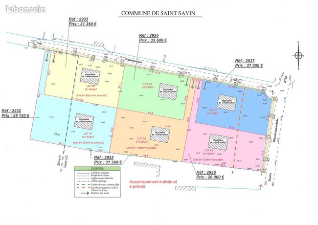 Terrain 1 450 m² Saint Savin