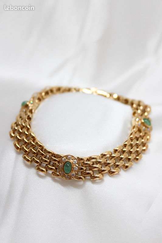 Collier en or jaune avec émeraude et diamant (image 2)
