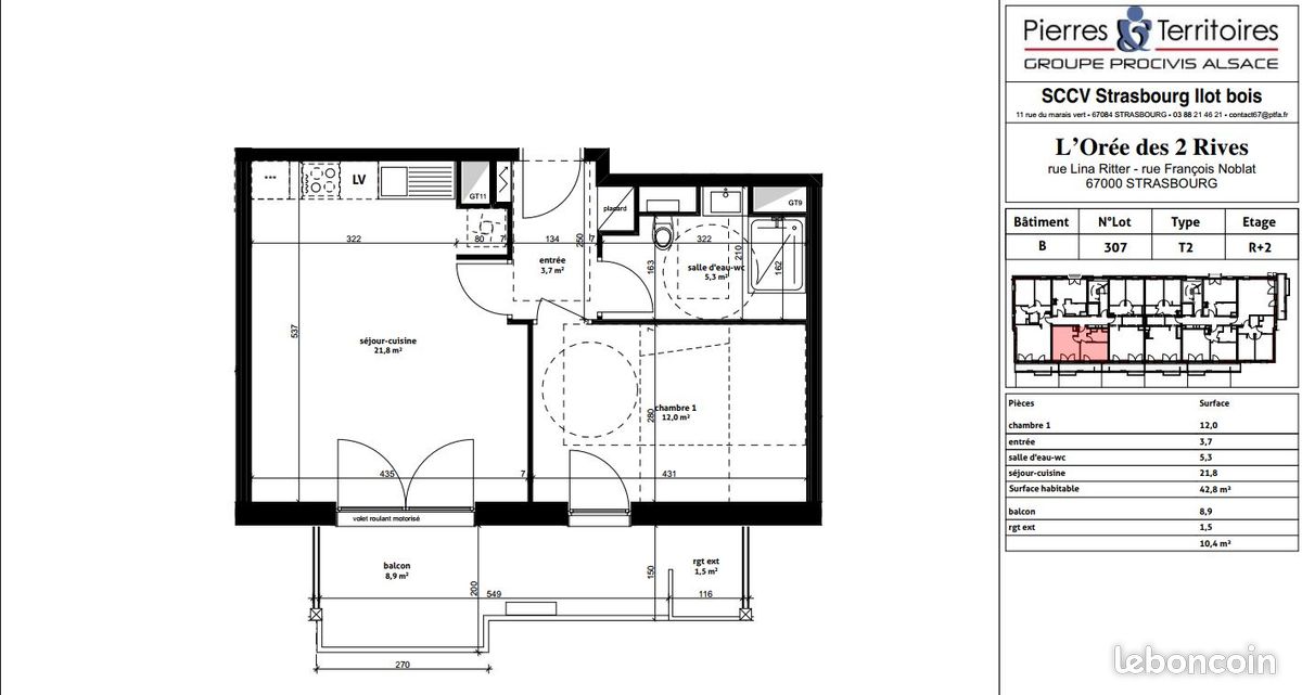 Appartement 2 pièces 42 m² · à Strasbourg · 42 m² · 686 €