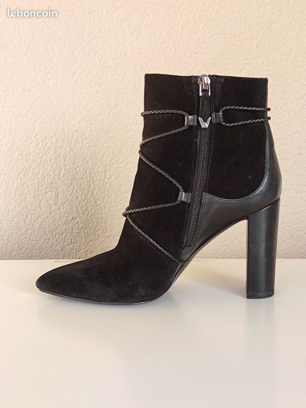 Boots Bottines à talons cuir daim noir What For (image 3)