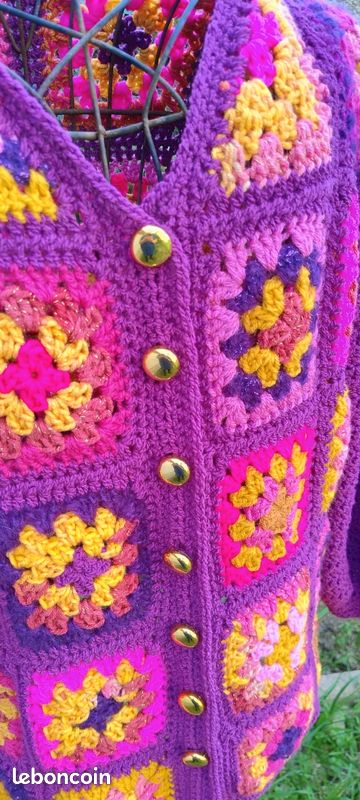 jupe vintage granny crochet veste