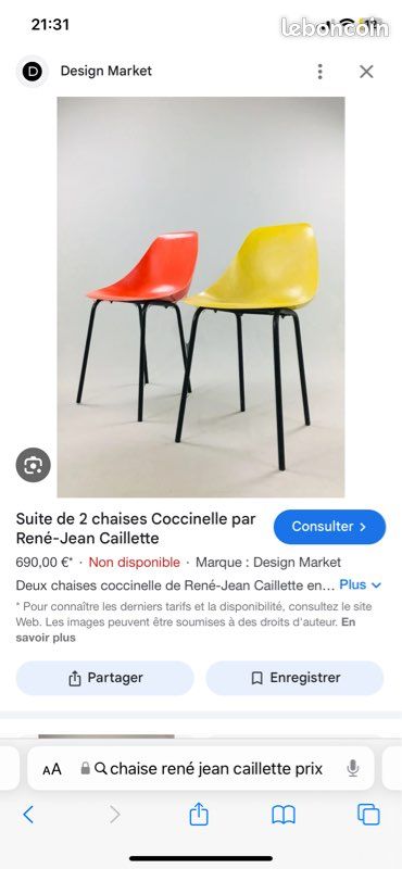 Chaise édition rare jean rené caillette coccinelle (image 6)