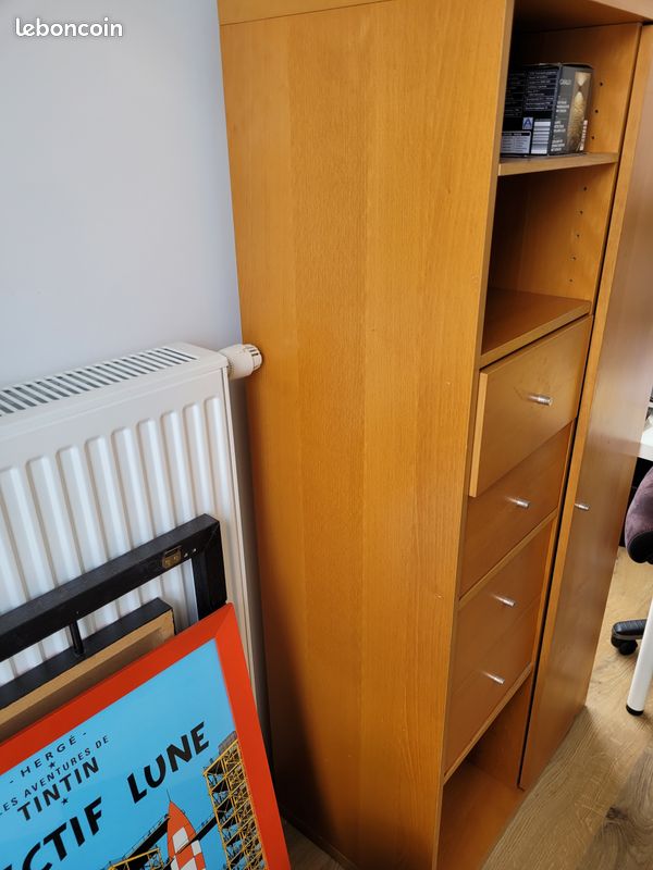 Armoire haute de bureau bois avec étagères (image 4)
