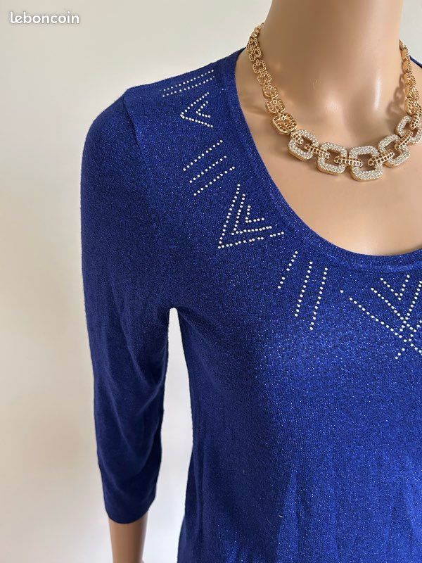 Pull Christine Laure Taille 46 - Bleu, Occasion Très Bon état - Style Confortable Femme
