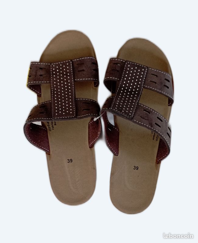 Nus pieds cuir marron P 39 neuf (image 1)
