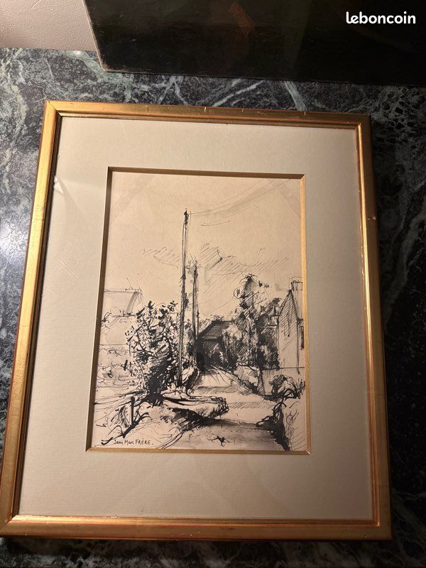 Magnifique « Ruelle » Dessin à l'encre de Chine Jean-Marc FRERE (école française du 20e siècle) signé en bas à gauche (image 1)