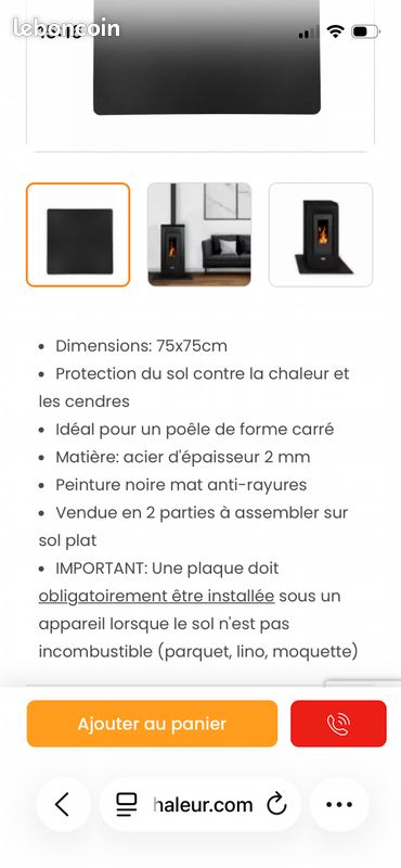 Plaque isolation sol pour poêle (image 1)