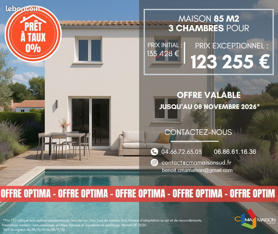 Maison 4 pièces 85 m² · à Aimargues · 85 m² · 288 345 €