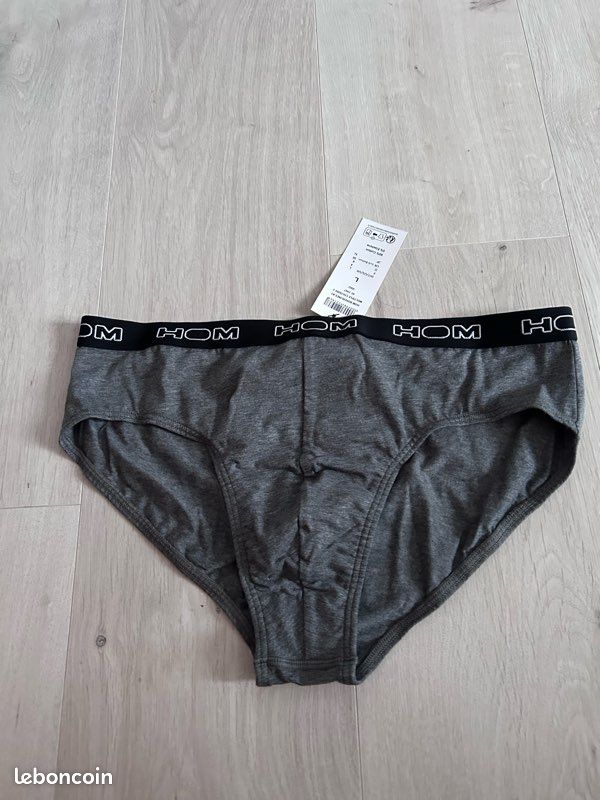 Lot De 2 Boxers HOM Taille L – Gris Rayé – Coton Mélangé – Neuf Avec étiquettes !