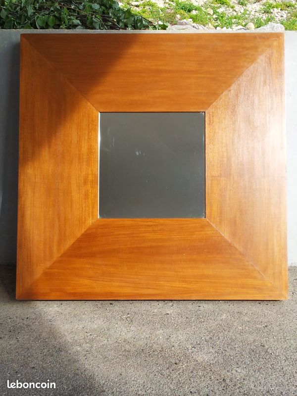 Miroir bois exotique teck (image 1)