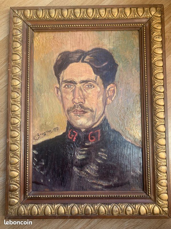Tableau peinture sur planche WW1 portrait soldat (image 1)