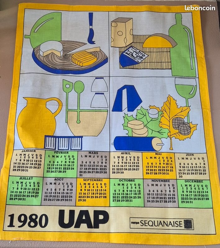 Lot De 2 Torchons Calendriers Publicitaires 1998/1999 Coton Made In France