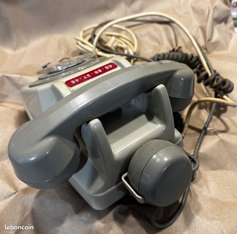 Téléphone Ancien Socotel S63 Vertical Gris À Touches Mural Vintage