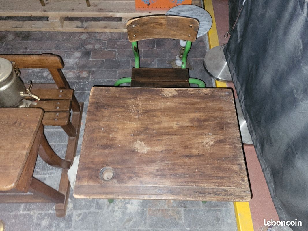 Bureau à l'ancienne en bois école (image 3)