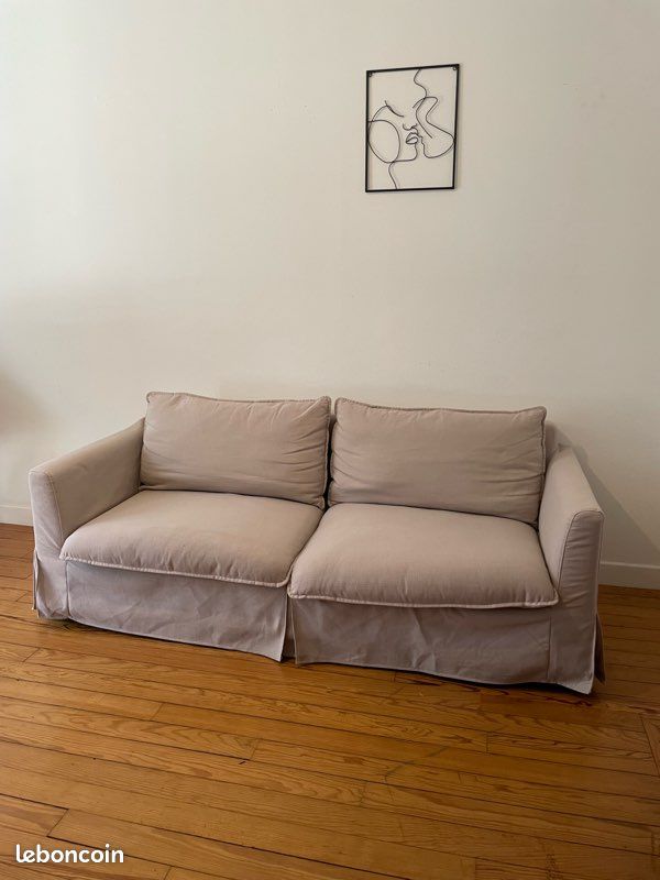 Canapé droit beige (image 2)