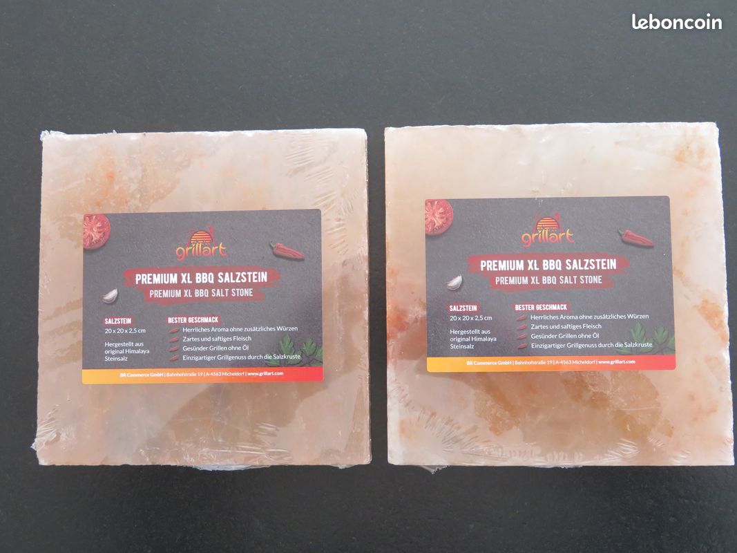 2 Pierres De Sel Pour Barbecue Avec Plaque Fer – Réutilisables, 30x20x3 Cm – Pour Gaz Et Charbon