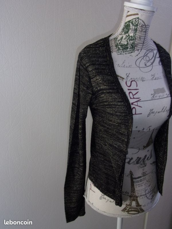 Gilet Noir à fils or Cache-Cache Femme Taille XS = 34 NEUF avec étiquette - Vêtements