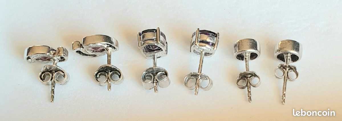 Boucles d'oreilles en argent et améthyste (image 3)